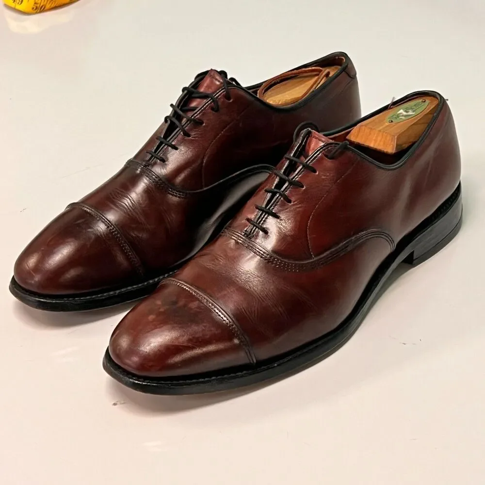 Allen Edmonds Park Avenue Brown Leather Cap-Toe Oxford Dress Shoes 11B 1USA